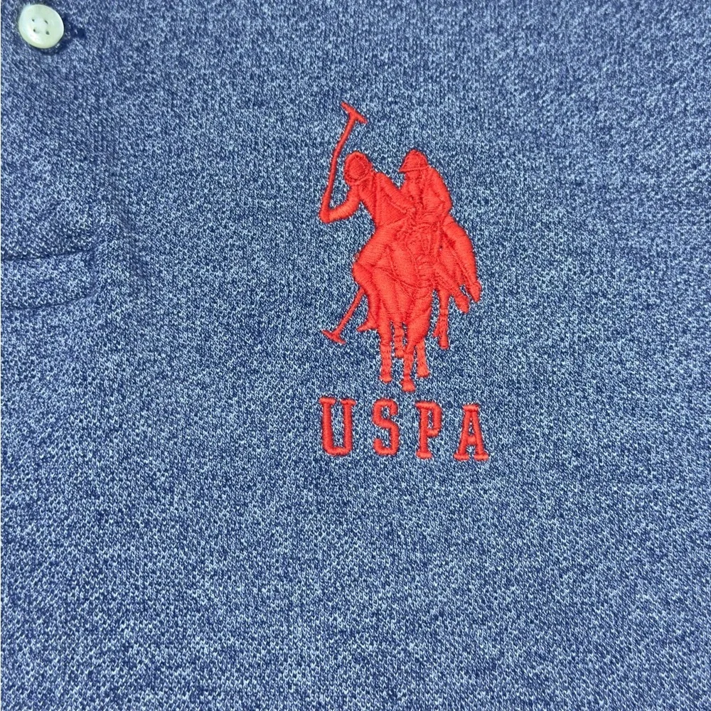 U.S. Polo Assn. Heather Blue Polo with Red Emblem - Picture 3 of 5